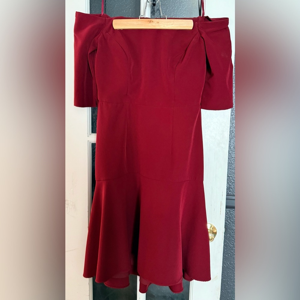 Milly Off-the-Shoulder Burgundy Women’s Dress
